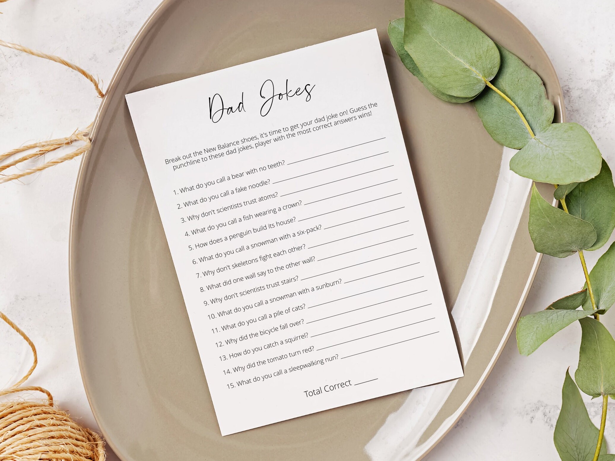 Dad Jokes Baby Shower Game, Funny Baby Shower Game, Minimalist Baby Shower Trendy Baby Shower