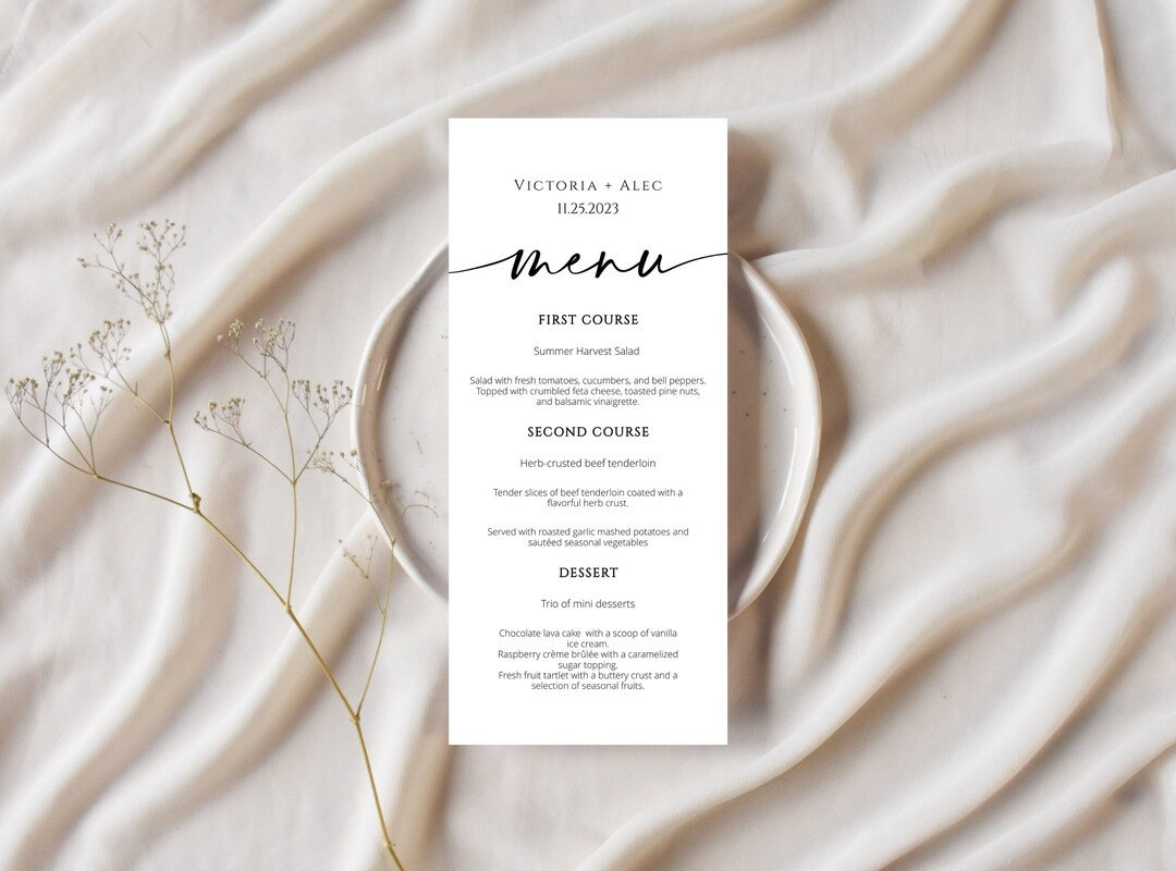 Menu Card Template, Rustic Dinner Menu, Fully Editable Template