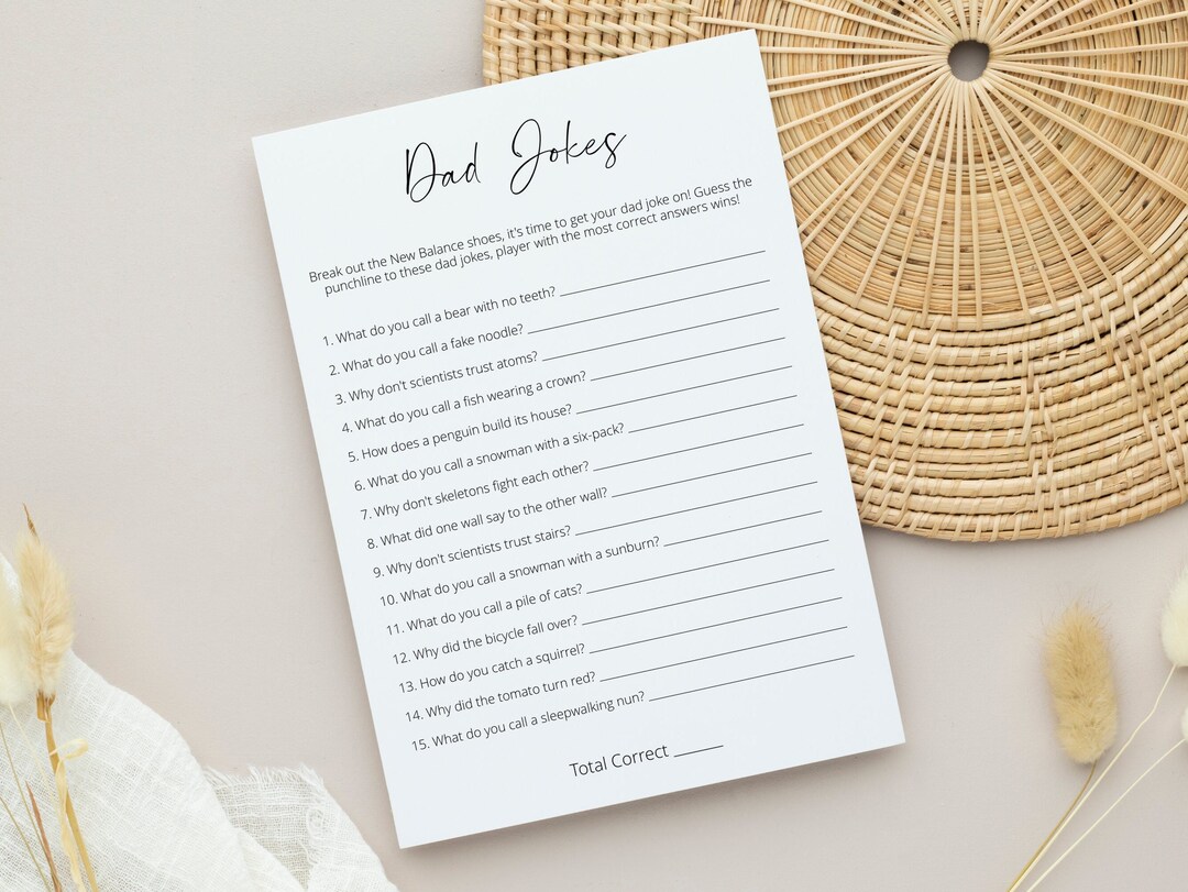 Dad Jokes Baby Shower Game, Funny Baby Shower Game, Minimalist Baby