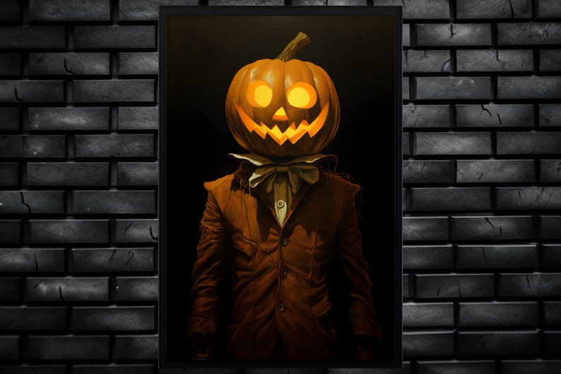The Pumpkin Man, Halloween Digital Print, Headless Horseman Portrait ...