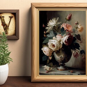 Flower Vase Portrait | Living Room Decor | VintageArtRealm Downloadable PRINTABLE Digital Art Print