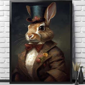 Victorian Rabbit Print | Living Room Decor | VintageArtRealm Downloadable PRINTABLE Digital Art Print