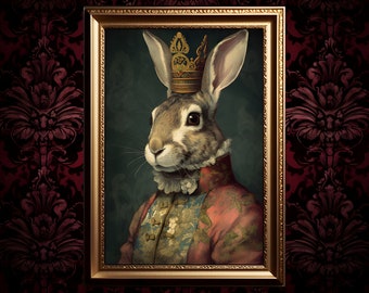 Victorian King Rabbit Print | Victorian Painting | Living Room Decor | Wall Art | Vintage Art Downloadable PRINTABLE Digital Art Print