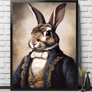 Victorian Rabbit Print | Living Room Decor | VintageArtRealm Downloadable PRINTABLE Digital Art Print