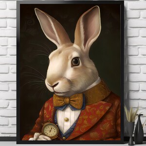 Victorian Rabbit Print | Living Room Decor | VintageArtRealm Downloadable PRINTABLE Digital Art Print