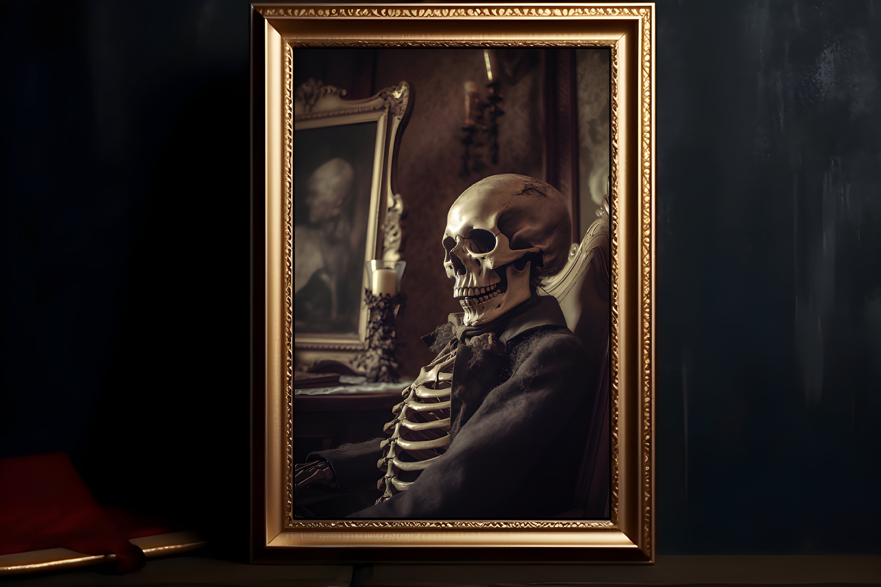 Squeleton Portrait Victorian Skeleton Portrait, Dark Academia Halloween Decor (digital ...