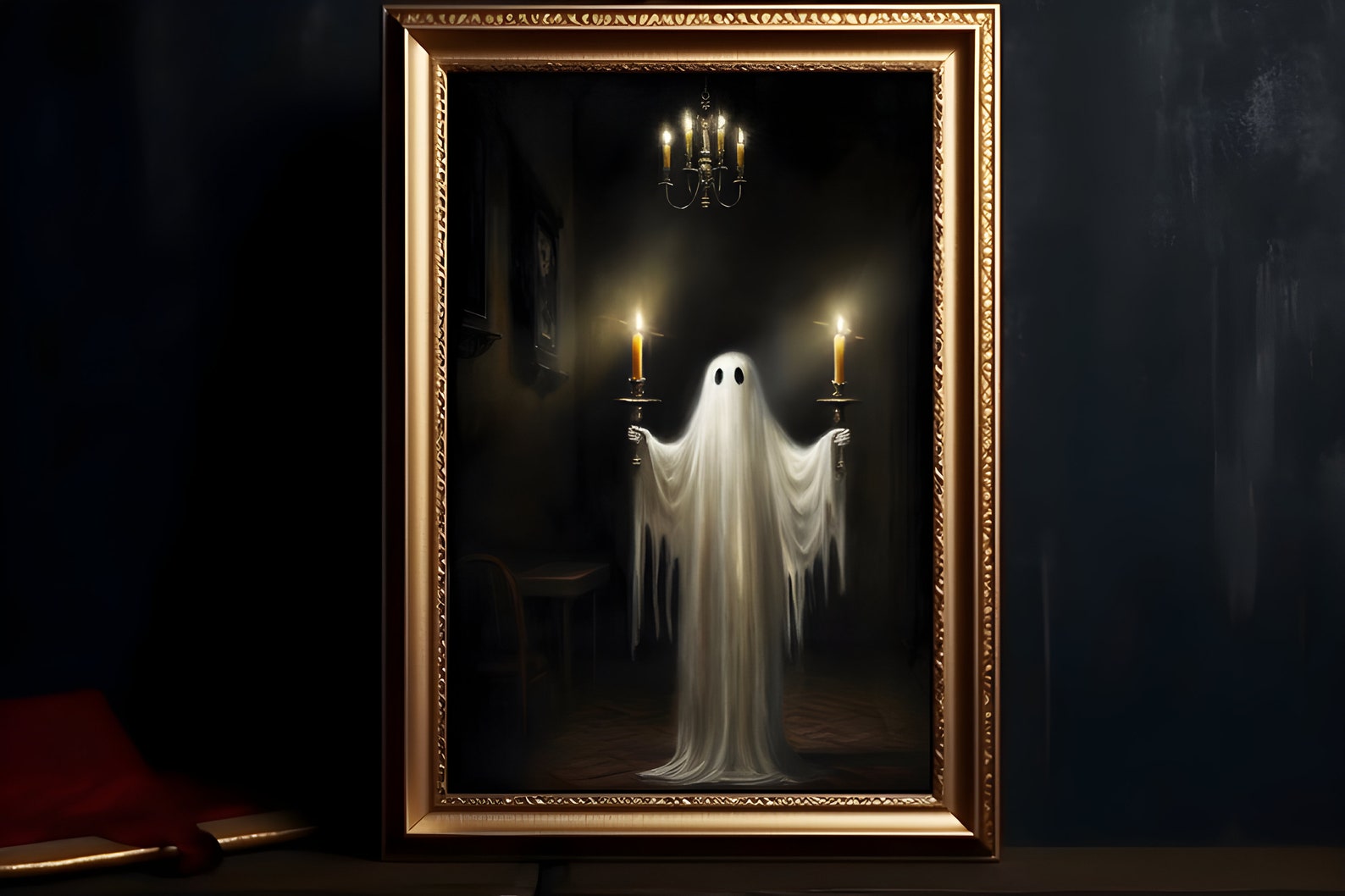Ghost With Candles Halloween Digital Print Ghost Holding Etsy