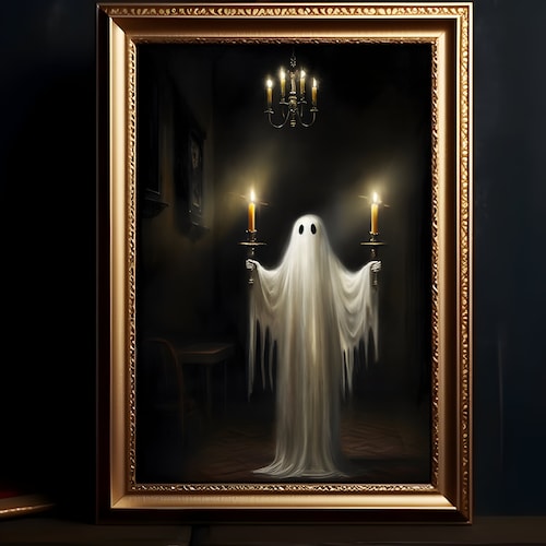 Ghost With Candles Halloween Digital Print Ghost Holding - Etsy