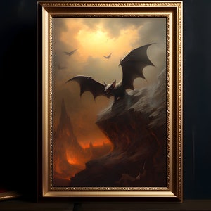 Bat Out of Hell Digital Print, Halloween Digital Print, Gothic Fantasy, Dark Academia Decor, Dark Art Print, Monster Poster