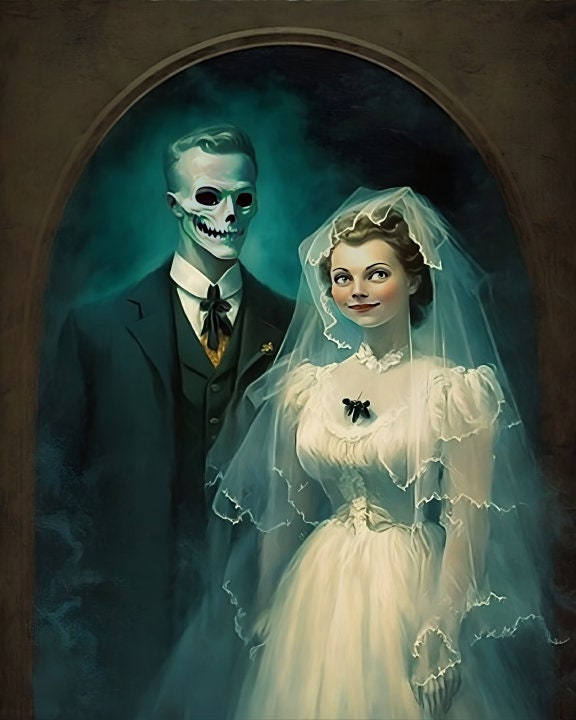 Halloween Bride And Groom Digital Print Dark Academia Gothic Painting Il Fullxfull.5134955043 9q31
