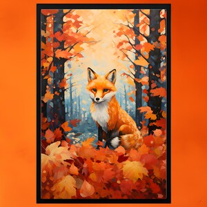 Autumn Fox, Halloween Digital Print, Fall Animal Portrait, Autumn Seasonal Print, Digital Painting, Digital Portrait, Halloween Print