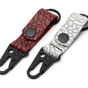 Keychain Nike/Jordan Sneaker Inspired Elephant Print Leather Key Ring Metal Belt Clip