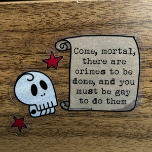 Be Gay Do Crime Sticker Vinyl Laptop, Water Bottle, Planner Journal ...