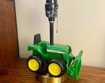 Custom Green Tractor, Loader Lamp, Farmhouse Decor