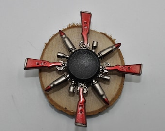 Fidget Spinner, Metal, Red Rifle, Stress Relief Toy