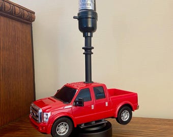 Custom Pickup Truck Lamp, Red 4dr F-350 Super Duty, Bedroom Lighting Fixtures, Bedside Light