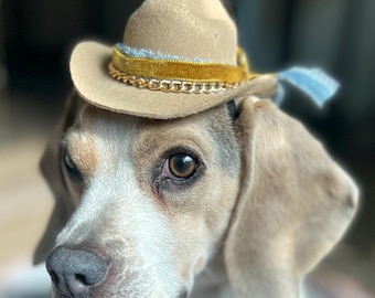 Handmade Cowboy Hat for Dogs & Cats | Country Western Halloween Costume for Pets