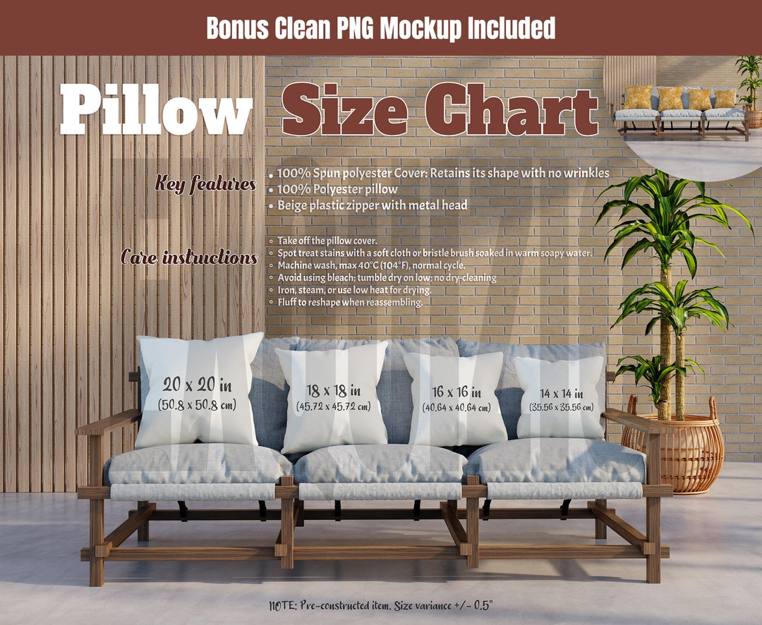 Printify Pillow Size Guide Mock up Printify Spun Polyester Square