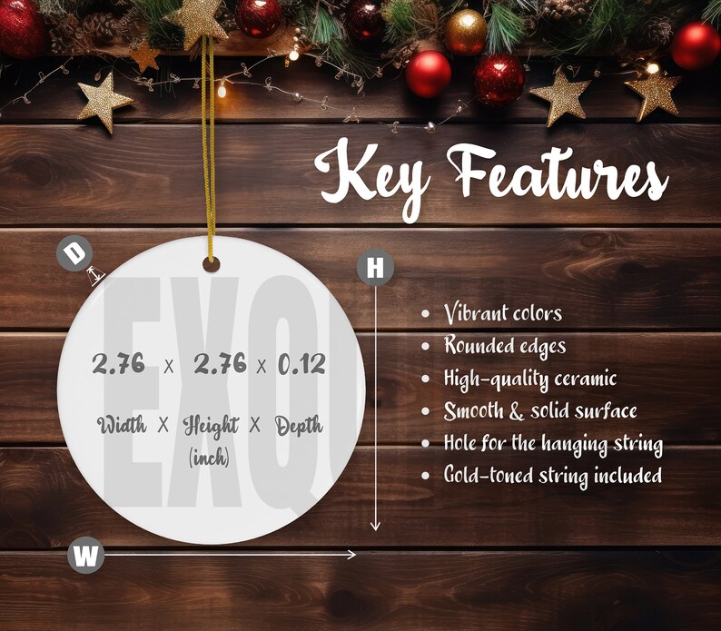 Circle Ceramic Ornament Size Chart and Key Features, Circle Ornament Size Template, Christmas