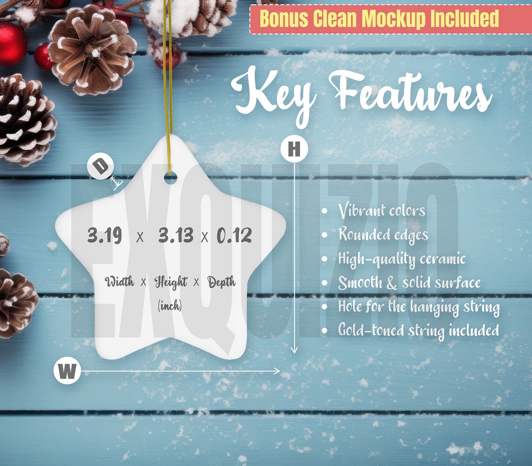 Star Ceramic Ornament Size Chart and Key Features Christmas Etsy