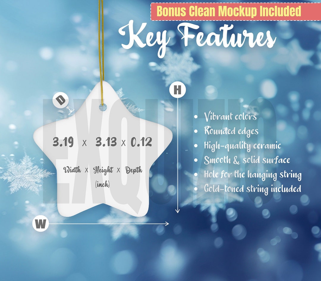 Star Ceramic Ornament Size Chart and Key Features Christmas Etsy