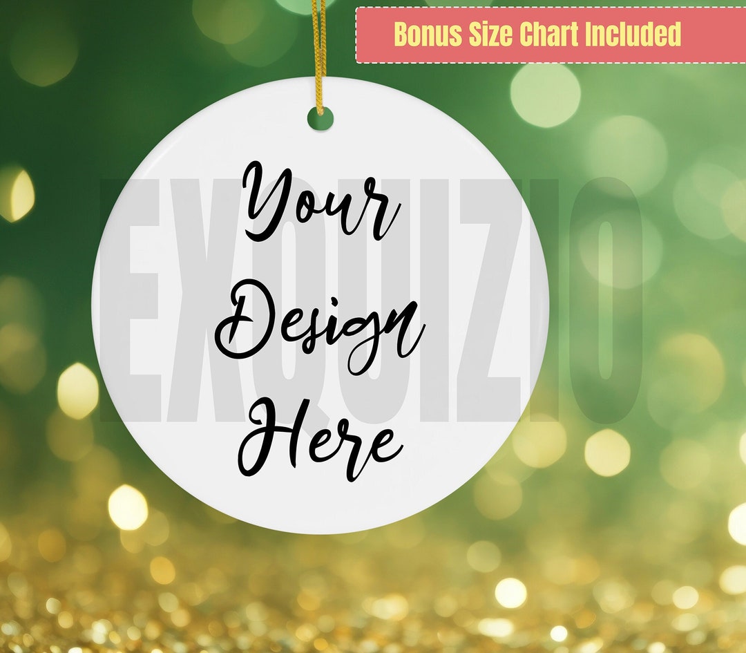 Christmas Ceramic Ornament Mockup Blank White Circle Ornament For Tree