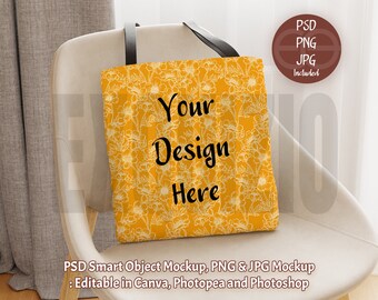 AOP Tote Bag PNG PSD Mockup Printify Tote Bag Mockups Tote Bag Canva Editable Mockup Black Handle Tote Bag Smart Mockup Easy Mockup