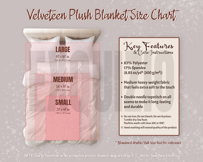 Velveteen Plush Blanket Size Chart Printify Blanket Mockup Etsy