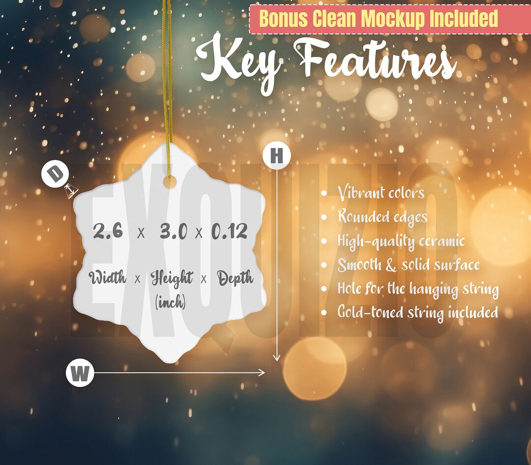 Snowflake Ceramic Ornament Size Chart and Key Features Etsy