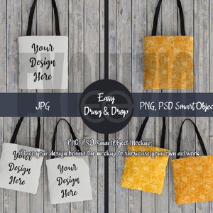 AOP Tote Bag Mockup Printify Tote Bag Mockups All Over Print Tote Bag Canva Mockup PSD Smart Object Mockup Tote Bag Black Handle AOP Tote