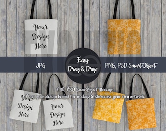 AOP Tote Bag Mockup Printify Tote Bag Mockups All Over Print Tote Bag Canva Mockup PSD Smart Object Mockup Tote Bag Black Handle AOP Tote