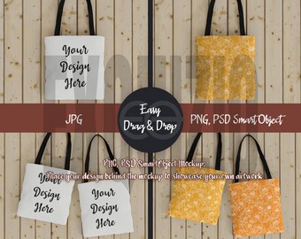 AOP Tote Bag Mockup Printify Tote Bag Mockups All Over Print Tote Bag Canva Mockup PSD Smart Object Mockup Tote Bag Black Handle AOP Tote