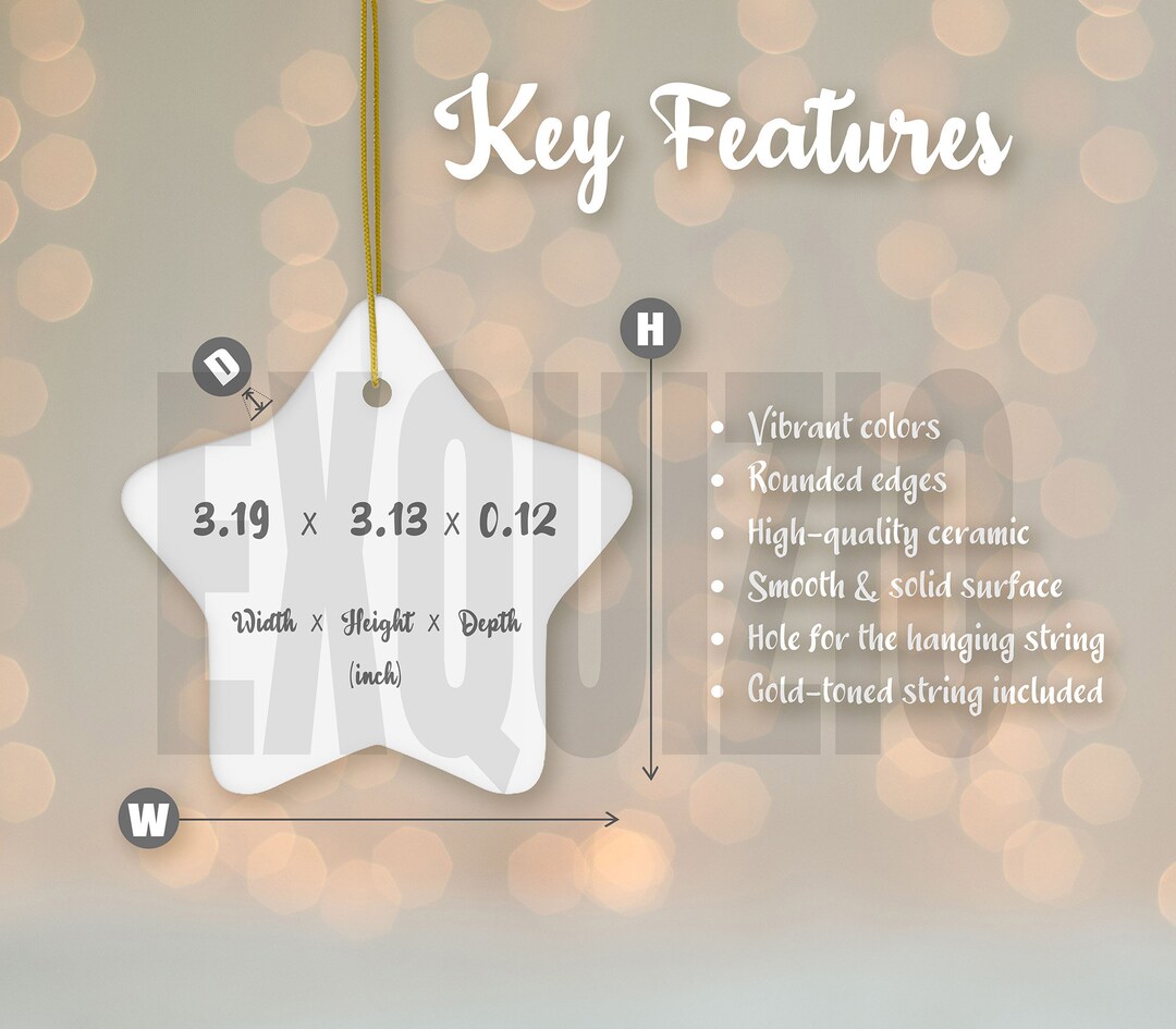 Christmas Ornament Size Chart Key Features Star Ornament Size Etsy
