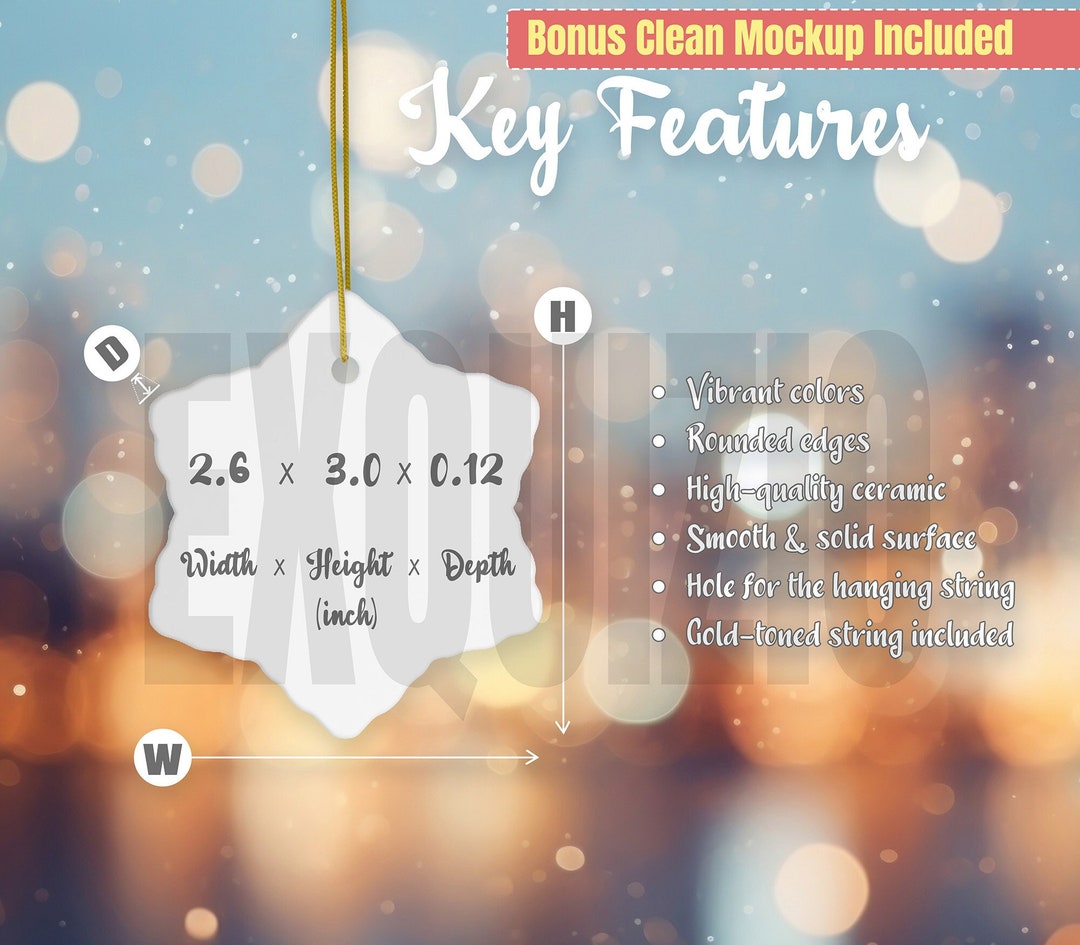 Snowflake Ceramic Ornament Size Chart and Key Features, Christmas Tree Ornament Size Template