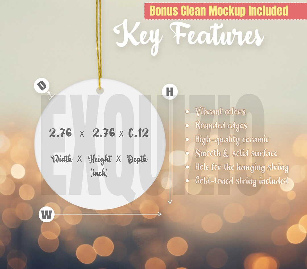 Circle Ceramic Ornament Size Chart and Key Features Christmas Etsy