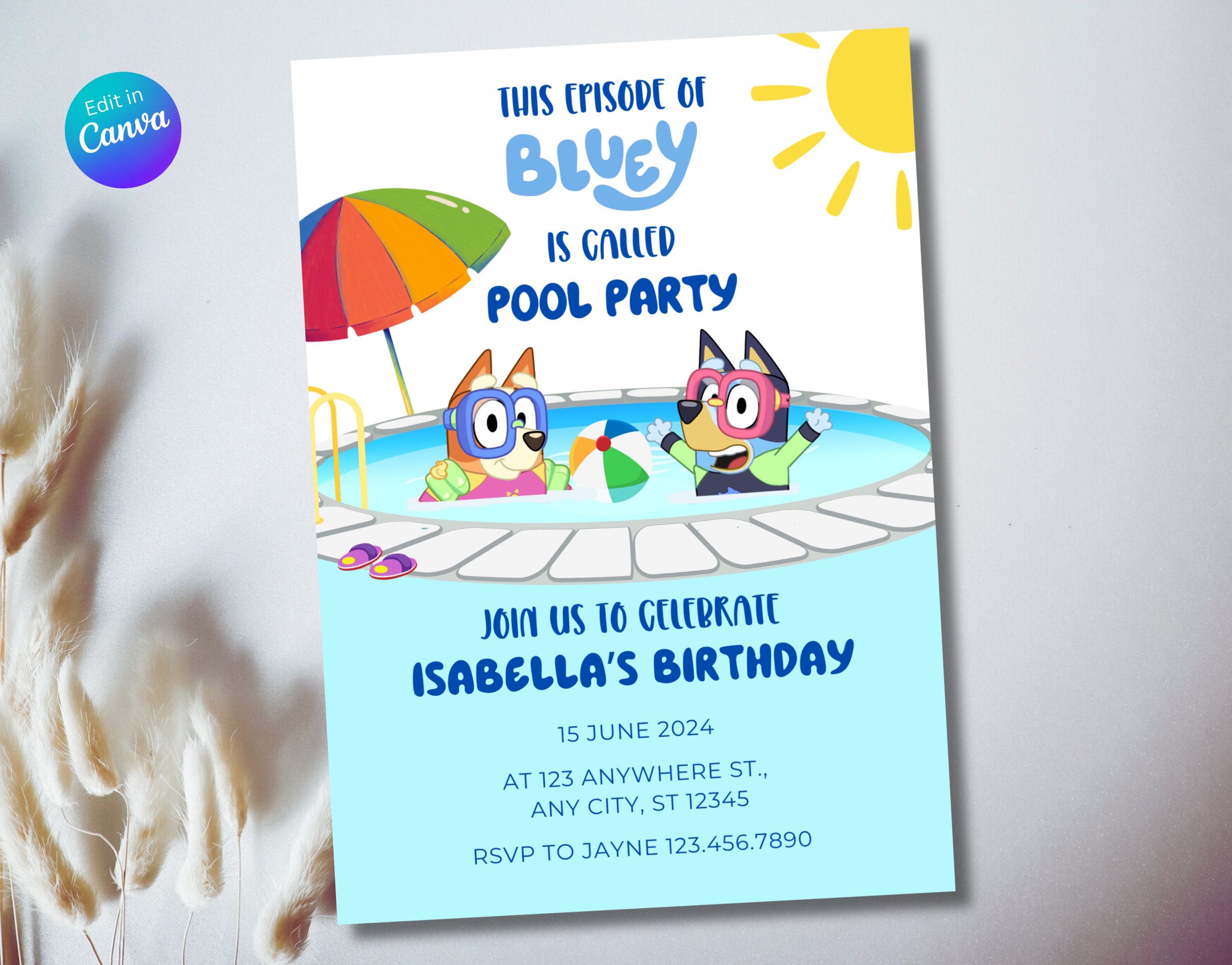 Bluey Birthday Editable Canva Template