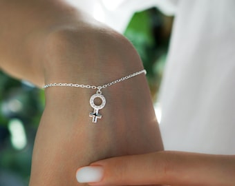 Silver Venus bracelet, Women's bracelet, Gift for her, Female jewelry, Gift for friend, Charm bracelet, Astrology jewelry, Mother's Day gift