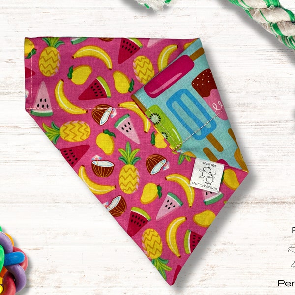 Summer Treats Over the Collar Pet Bandana - Dog or Cat Scarf - Fruits, Popsicles, Summertime - Pet Accessory