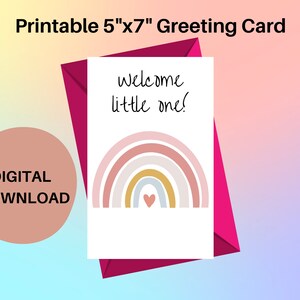 Printable Baby Shower Card, Printable Card, Download, Digital Baby Shower Card, Welcome Baby Card, Welcome Baby Card, Digital Print