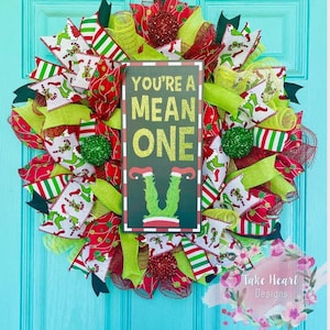 Grinch Christmas Door Wreath, Grinchmas, Grinch Decor