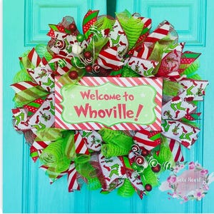 Grinch Christmas Door Wreath, Grinchmas, Grinch Decor
