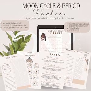 A5 A4 Moon Cycle Period Tracker Digital Inserts| Moon Phase Period Tracker | Moon & Period Syncing | Track you period with moon cycles