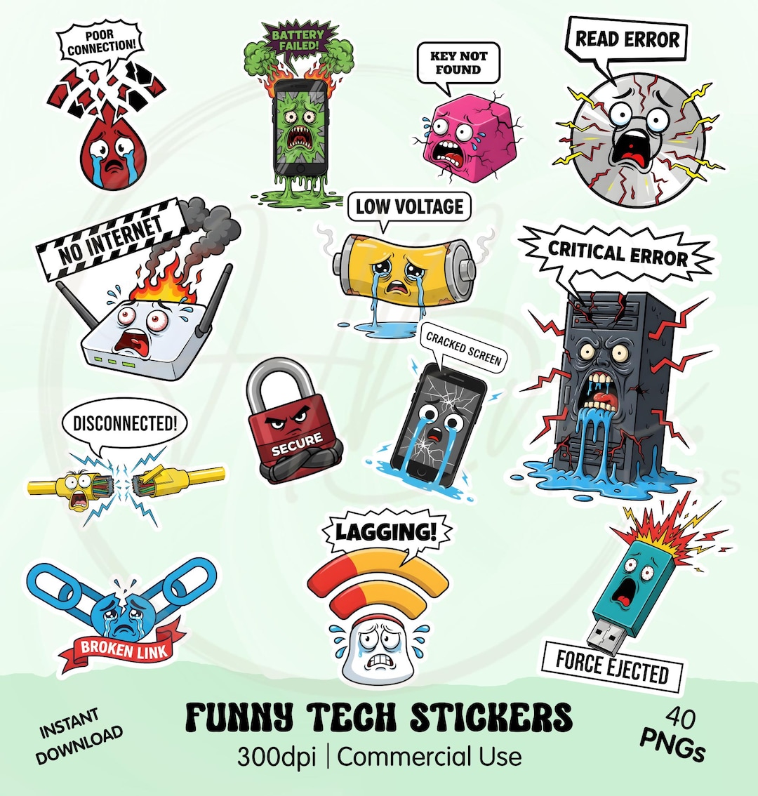 Funny Tech PNG Digital Sticker Bundle, Programmer Humor Quotes, IT ...