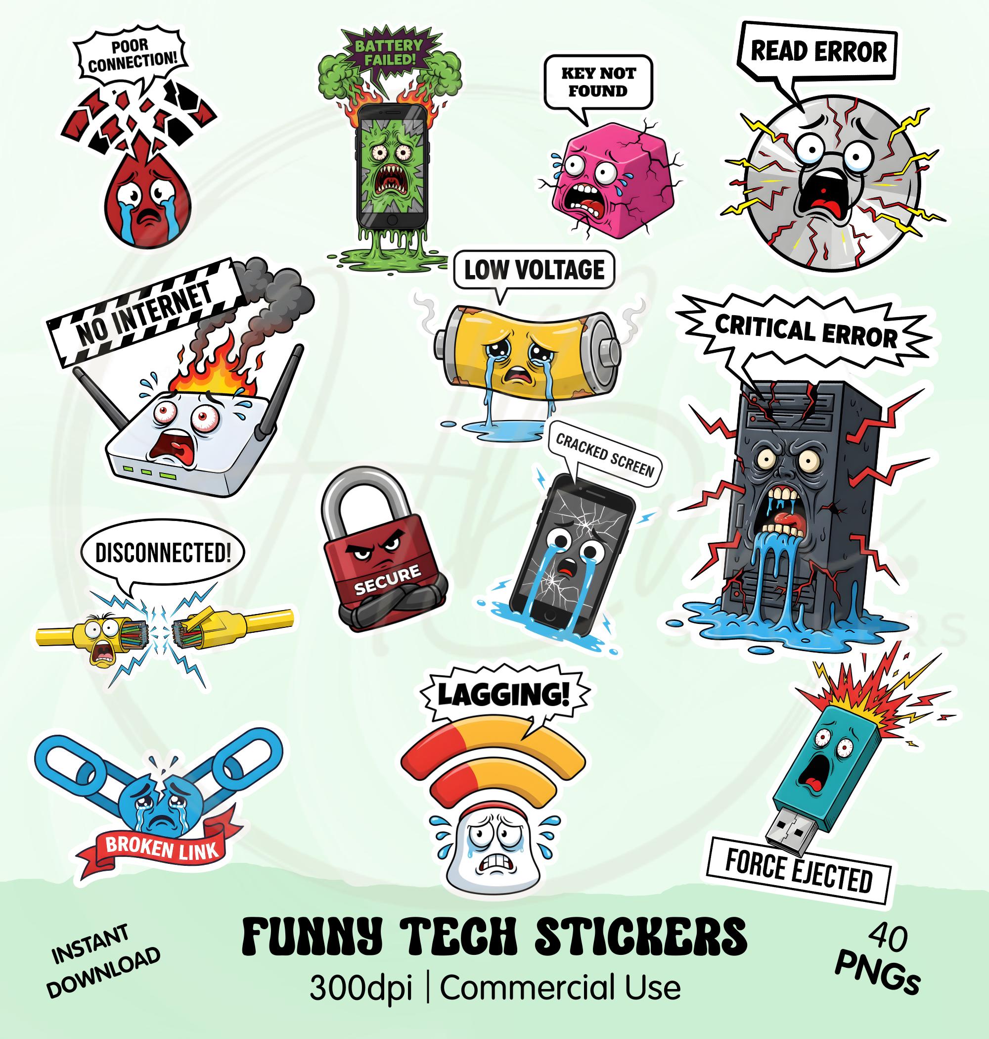 Funny Tech PNG Digital Sticker Bundle, Programmer Humor Quotes, IT ...