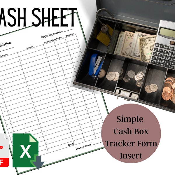 Cash Drawer Worksheet Drawer Etsy