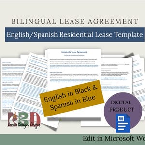 Bilingual Lease Agreement Template | Editable Rental Contract English & Español | Residential Property Management Form