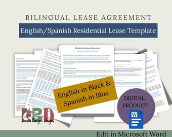 Bilingual Lease Agreement Template | Editable Rental Contract English & Español | Residential Property Management Form