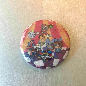 The Amazing Digital Circus button! || Sparkle/Glitter Button!! || Pomni, Ragatha, Zooble, Gangle, Kinger, Jax, Caine, Bubble || TADC button