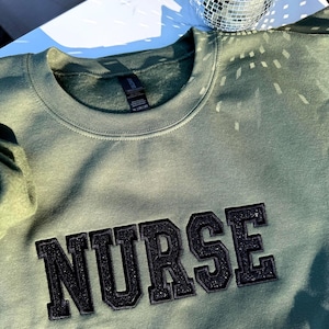 Embroidered Glitter Nurse sweatshirt