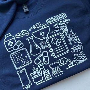 Sudadera de cuello redondo de farmacia: regalo técnico para farmacéuticos